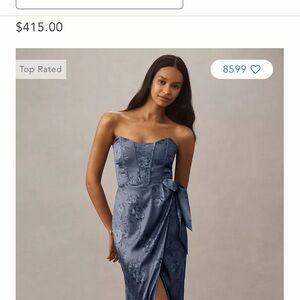 Elegant Blue Strapless Dress